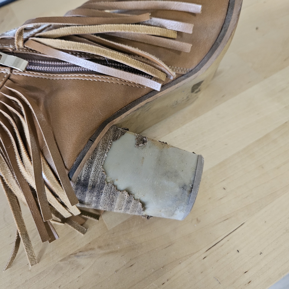 BEAST FASHION Tan Fringe Ankle Booties - Picture 7 of 8